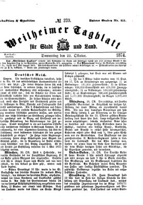 Weilheimer Tagblatt für Stadt und Land Donnerstag 22. Oktober 1874