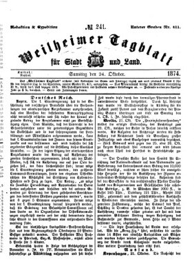 Weilheimer Tagblatt für Stadt und Land Samstag 24. Oktober 1874