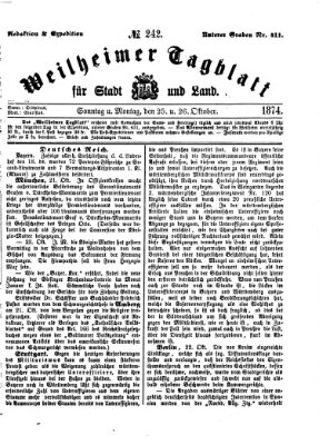 Weilheimer Tagblatt für Stadt und Land Sonntag 25. Oktober 1874