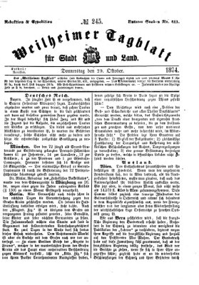 Weilheimer Tagblatt für Stadt und Land Donnerstag 29. Oktober 1874