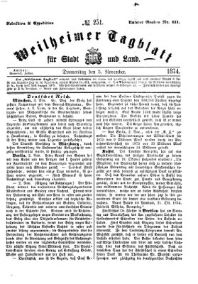 Weilheimer Tagblatt für Stadt und Land Donnerstag 5. November 1874