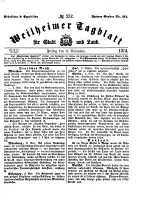 Weilheimer Tagblatt für Stadt und Land Freitag 6. November 1874