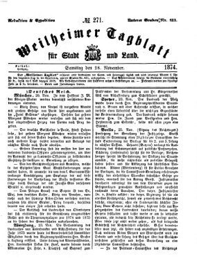 Weilheimer Tagblatt für Stadt und Land Samstag 28. November 1874