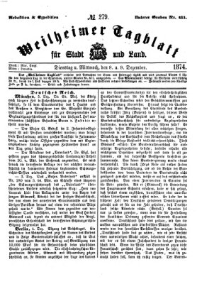 Weilheimer Tagblatt für Stadt und Land Mittwoch 9. Dezember 1874