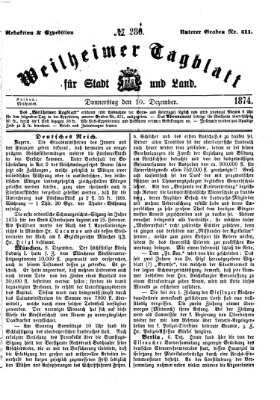 Weilheimer Tagblatt für Stadt und Land Donnerstag 10. Dezember 1874