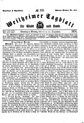 Weilheimer Tagblatt für Stadt und Land Sonntag 13. Dezember 1874