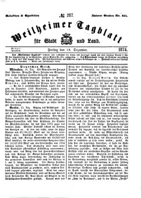 Weilheimer Tagblatt für Stadt und Land Freitag 18. Dezember 1874