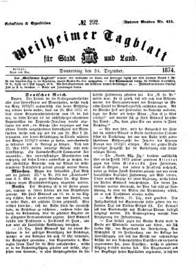 Weilheimer Tagblatt für Stadt und Land Donnerstag 24. Dezember 1874