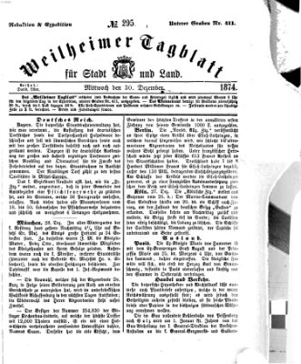 Weilheimer Tagblatt für Stadt und Land Mittwoch 30. Dezember 1874