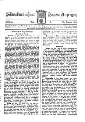 Schwabmünchner Tages-Anzeiger Dienstag 20. Januar 1874