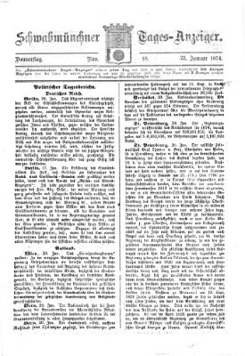 Schwabmünchner Tages-Anzeiger Donnerstag 22. Januar 1874