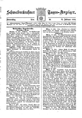 Schwabmünchner Tages-Anzeiger Donnerstag 12. Februar 1874