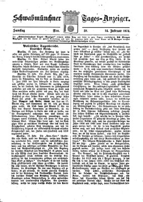 Schwabmünchner Tages-Anzeiger Samstag 14. Februar 1874