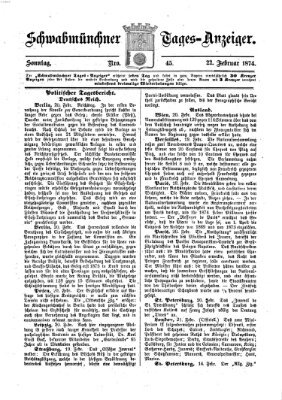 Schwabmünchner Tages-Anzeiger Sonntag 22. Februar 1874
