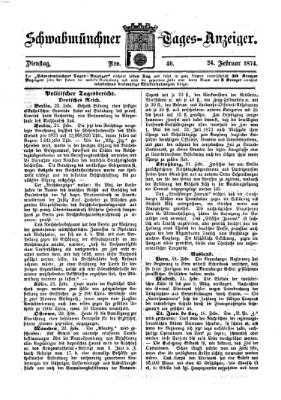 Schwabmünchner Tages-Anzeiger Dienstag 24. Februar 1874