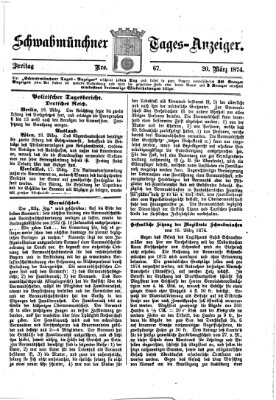 Schwabmünchner Tages-Anzeiger Freitag 20. März 1874