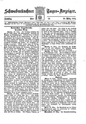 Schwabmünchner Tages-Anzeiger Samstag 28. März 1874