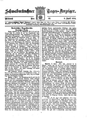 Schwabmünchner Tages-Anzeiger Mittwoch 8. April 1874