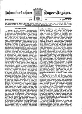 Schwabmünchner Tages-Anzeiger Donnerstag 16. April 1874