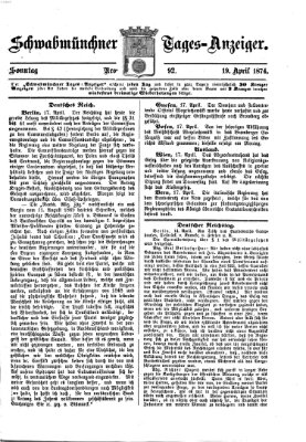 Schwabmünchner Tages-Anzeiger Sonntag 19. April 1874