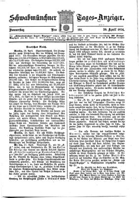 Schwabmünchner Tages-Anzeiger Donnerstag 30. April 1874