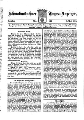 Schwabmünchner Tages-Anzeiger Samstag 2. Mai 1874