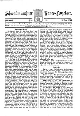 Schwabmünchner Tages-Anzeiger Mittwoch 3. Juni 1874