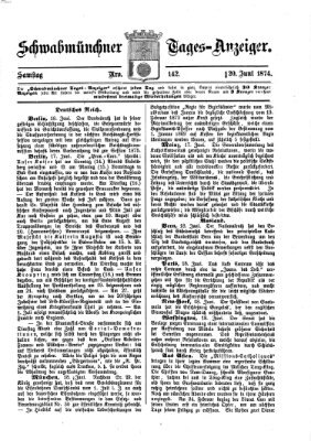 Schwabmünchner Tages-Anzeiger Samstag 20. Juni 1874