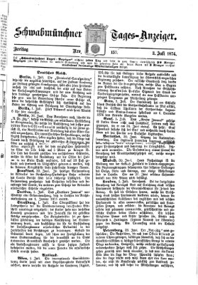 Schwabmünchner Tages-Anzeiger Freitag 3. Juli 1874