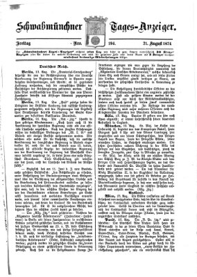 Schwabmünchner Tages-Anzeiger Freitag 21. August 1874