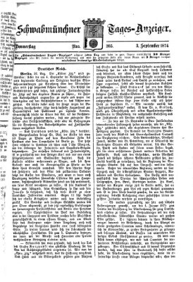 Schwabmünchner Tages-Anzeiger Donnerstag 3. September 1874