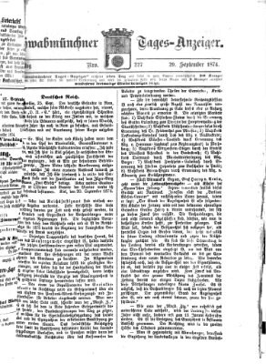 Schwabmünchner Tages-Anzeiger Dienstag 29. September 1874