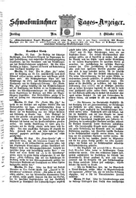 Schwabmünchner Tages-Anzeiger Freitag 2. Oktober 1874