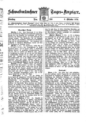 Schwabmünchner Tages-Anzeiger Dienstag 6. Oktober 1874