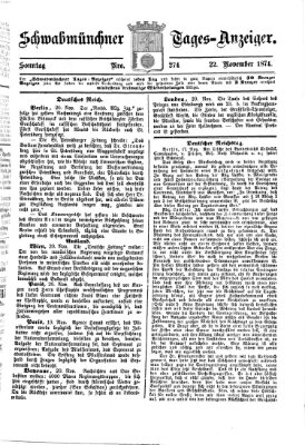 Schwabmünchner Tages-Anzeiger Sonntag 22. November 1874