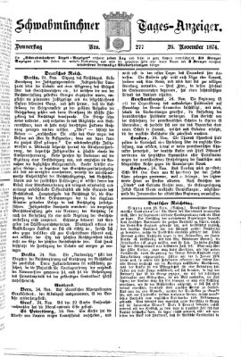 Schwabmünchner Tages-Anzeiger Donnerstag 26. November 1874