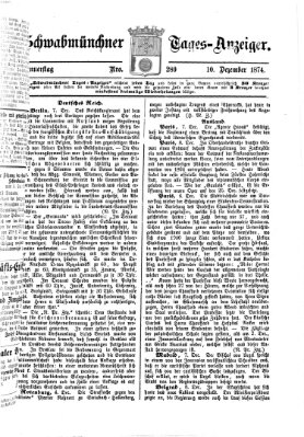 Schwabmünchner Tages-Anzeiger Donnerstag 10. Dezember 1874