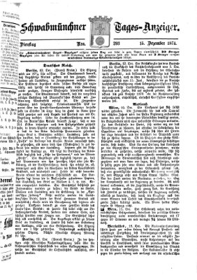 Schwabmünchner Tages-Anzeiger Dienstag 15. Dezember 1874