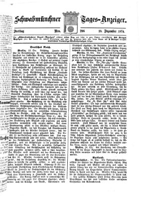 Schwabmünchner Tages-Anzeiger Freitag 18. Dezember 1874