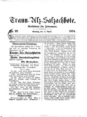 Traun-Alz-Salzachbote Samstag 4. April 1874