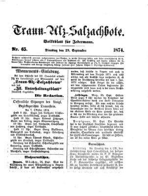 Traun-Alz-Salzachbote Dienstag 29. September 1874