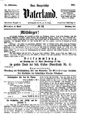 Das bayerische Vaterland Samstag 11. April 1874