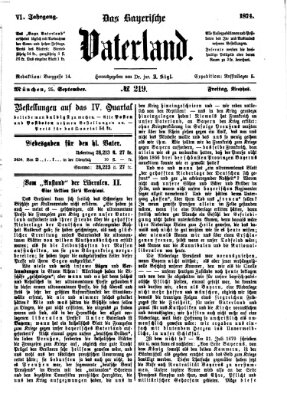 Das bayerische Vaterland Freitag 25. September 1874