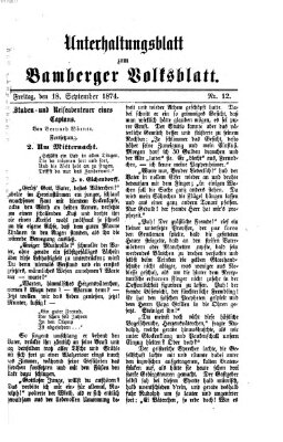 Bamberger Volksblatt. Unterhaltungsblatt zum Bamberger Volksblatt (Bamberger Volksblatt) Freitag 18. September 1874