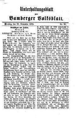 Bamberger Volksblatt. Unterhaltungsblatt zum Bamberger Volksblatt (Bamberger Volksblatt) Freitag 20. November 1874