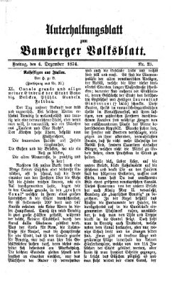 Bamberger Volksblatt. Unterhaltungsblatt zum Bamberger Volksblatt (Bamberger Volksblatt) Freitag 4. Dezember 1874