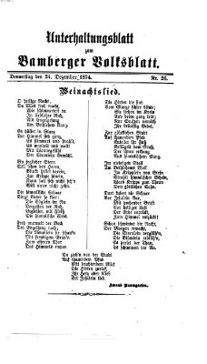 Bamberger Volksblatt. Unterhaltungsblatt zum Bamberger Volksblatt (Bamberger Volksblatt) Donnerstag 24. Dezember 1874