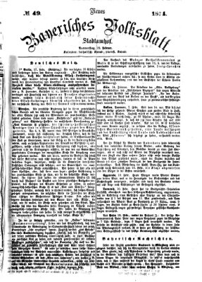 Neues bayerisches Volksblatt Donnerstag 19. Februar 1874