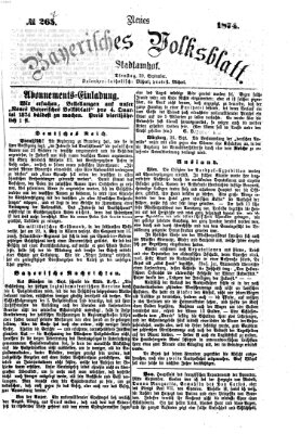 Neues bayerisches Volksblatt Dienstag 29. September 1874