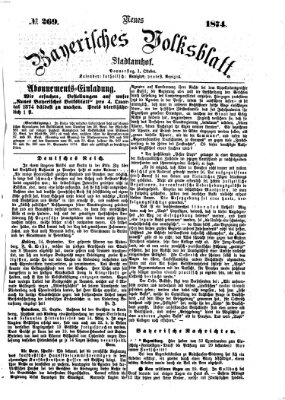 Neues bayerisches Volksblatt Donnerstag 1. Oktober 1874